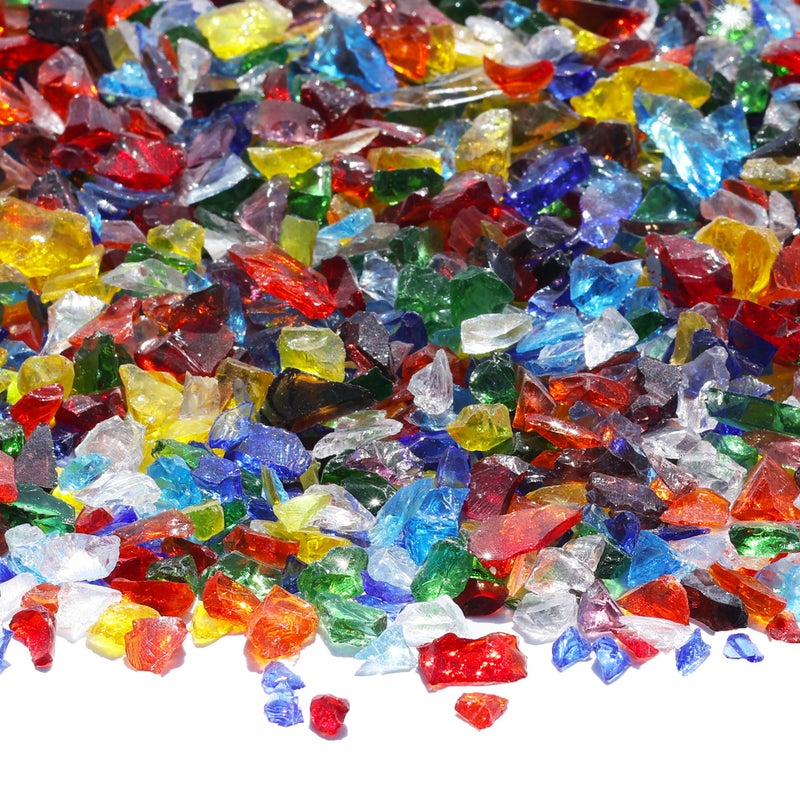 QYGL Crushed Glass for Resin Art, DIY Crafts, and Home Decor - 0.9LB Colorful Broken Glass Pieces 3-6mm, for Vase Fillers, Tabletop Fire Pit, and Aquarium Rocks - Image 1