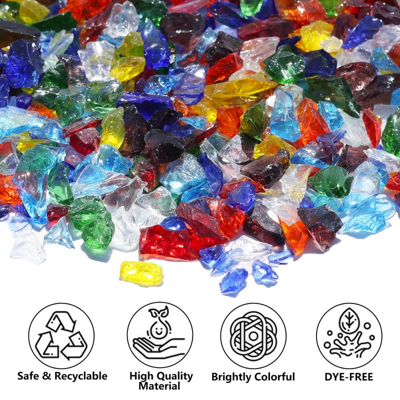 QYGL Crushed Glass for Resin Art, DIY Crafts, and Home Decor - 0.9LB Colorful Broken Glass Pieces 3-6mm, for Vase Fillers, Tabletop Fire Pit, and Aquarium Rocks - Image 2