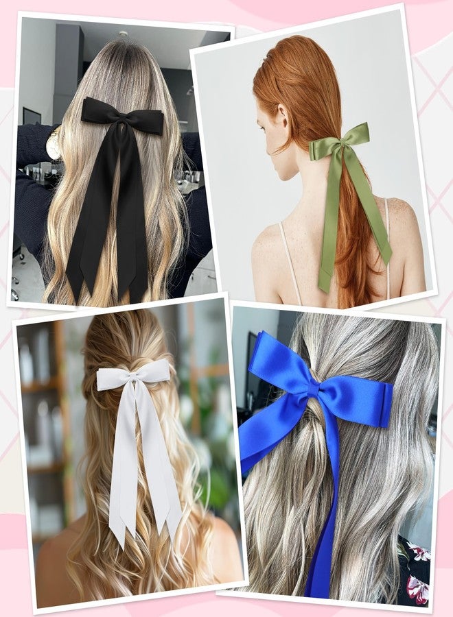 Mimorou 25 Pcs Silky Satin Hair Bows Bulk Bowknot Hair Ribbon Clips Barrettes Pins with Long Tails Ponytail Holder Accessories for Women - Image 4
