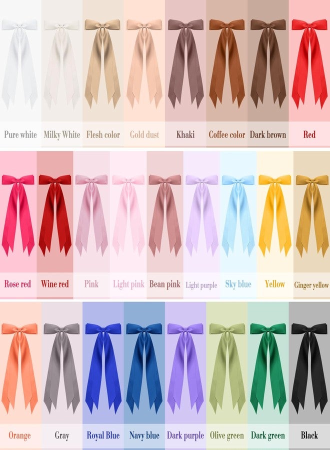 Mimorou 25 Pcs Silky Satin Hair Bows Bulk Bowknot Hair Ribbon Clips Barrettes Pins with Long Tails Ponytail Holder Accessories for Women - Image 3
