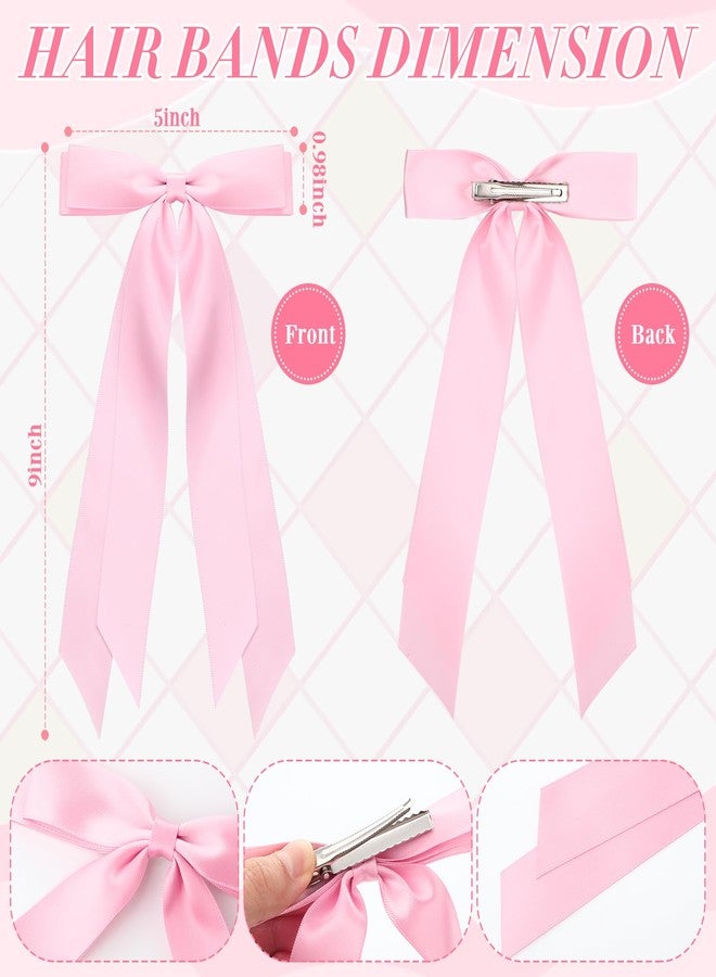 Mimorou 25 Pcs Silky Satin Hair Bows Bulk Bowknot Hair Ribbon Clips Barrettes Pins with Long Tails Ponytail Holder Accessories for Women - Image 2
