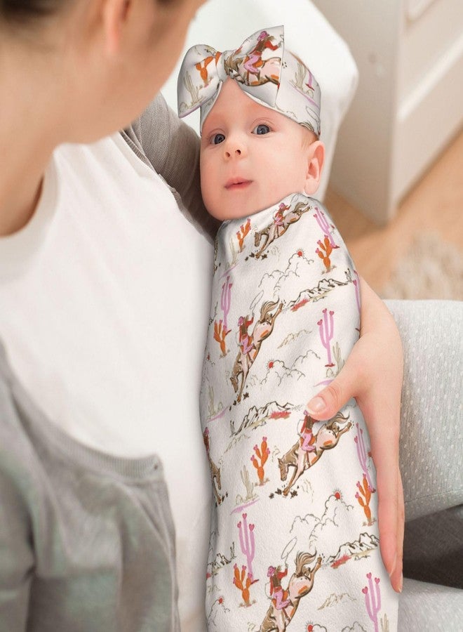 Sozzjile Western Baby Stuff Swaddle Blanket with Headband and Beanie Set, Western Style Blanket Infant Shower Gift for Boys Girls - Image 4