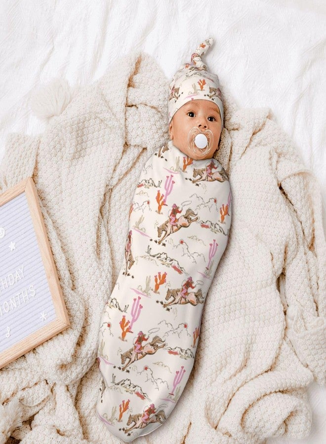 Sozzjile Western Baby Stuff Swaddle Blanket with Headband and Beanie Set, Western Style Blanket Infant Shower Gift for Boys Girls - Image 2