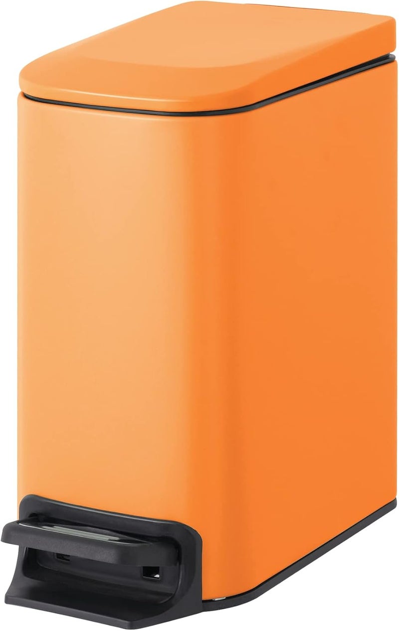 Cesun Small Bathroom Trash Can with Lid Soft Close, Step Pedal, 6 Liter / 1.6 Gallon Stainless Steel Garbage Can with Removable Inner Bucket, Anti-Fingerprint Finish (Matt Orange) - Image 1