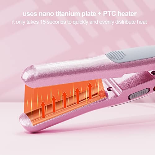 DAN Technology,Small Hair Straightener for Short Hair,1/2" Mini Hair Straightener, Dual Voltage Travel Flat Iron,U-Shaped Plates & 30s Fast Heating - Image 2