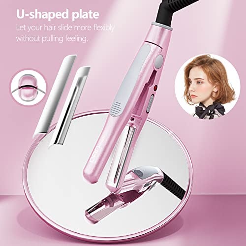 DAN Technology,Small Hair Straightener for Short Hair,1/2" Mini Hair Straightener, Dual Voltage Travel Flat Iron,U-Shaped Plates & 30s Fast Heating - Image 3