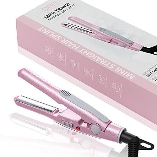 DAN Technology,Small Hair Straightener for Short Hair,1/2" Mini Hair Straightener, Dual Voltage Travel Flat Iron,U-Shaped Plates & 30s Fast Heating - Image 1