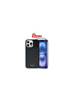 iPhone 16 Pro Max 2 Pack Case Leather Metal Design, Slim Lightweight Minimalist Cover,1 Case 1 Screen Protector