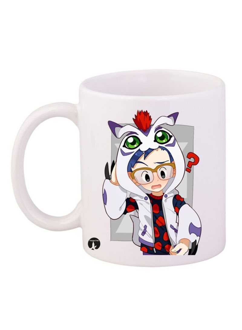 RKN Digimon Printed Mug White/Purple/Red 12ounce