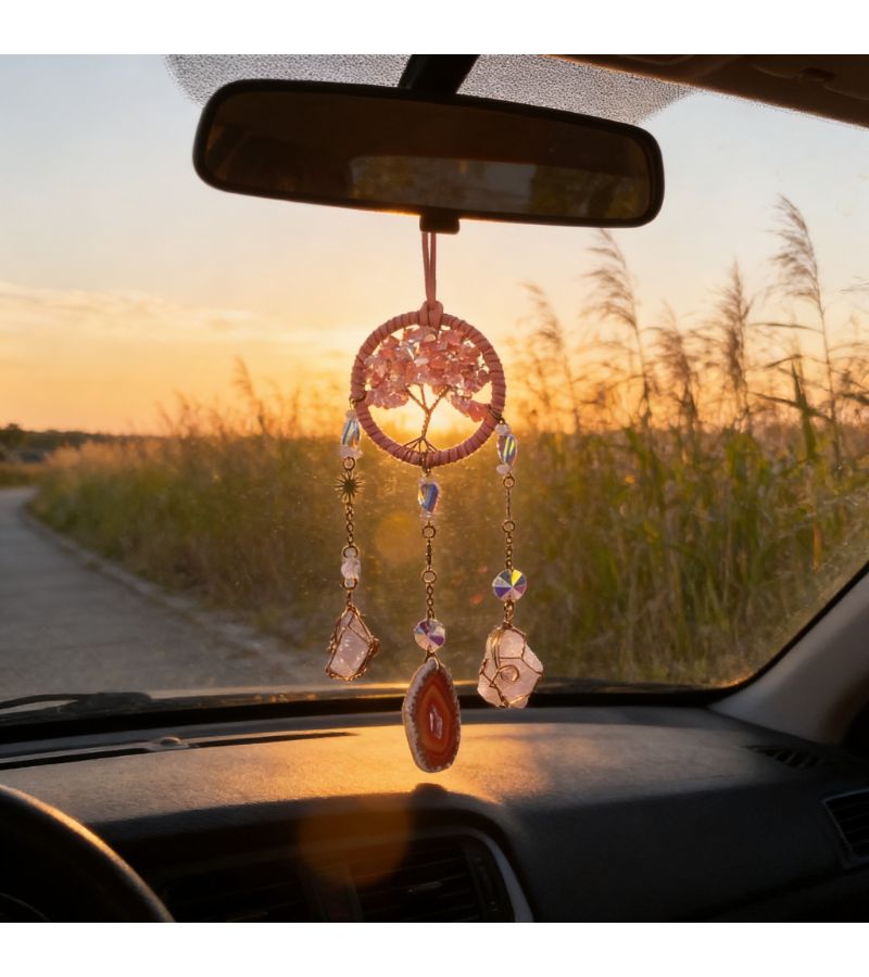 White Bohemian Style Tree Of Life Dream Catcher Suncatcher Car Ornament Window Wall Home Decor Bedroom Garden Sunroom Outdoor Decoration - Image 2