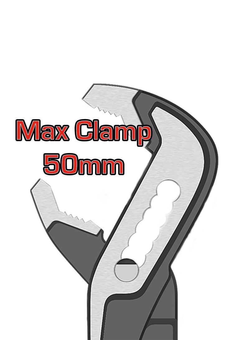 توتال كماشة مضخة من توتال بمقاس 12 بوصة، تشطيب أسود مؤكسد مصقول، مصنوعة من فولاذ كروم-فاناديوم (Cr-V)، بمقبض TPR ثلاثي الألوان، أقصى فتحة 50 مم، طول 300 مم - Image 4