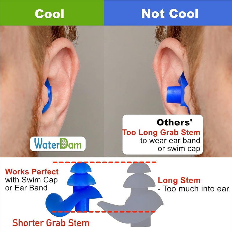 WaterDam Swimming Ear Plugs Great Waterproof Ultra Comfy Earplugs Prevent Swimmer's Ear - Image 5