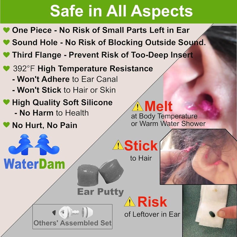 WaterDam Swimming Ear Plugs Great Waterproof Ultra Comfy Earplugs Prevent Swimmer's Ear - Image 4