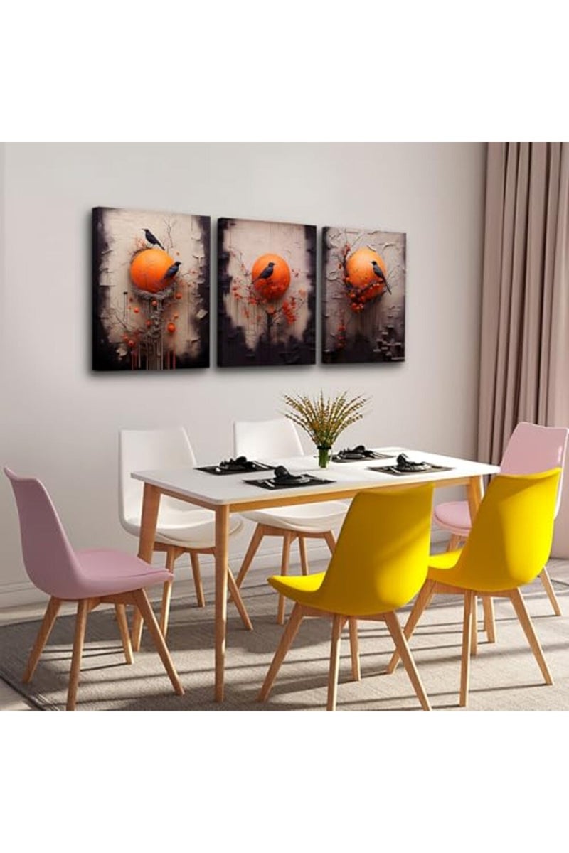 TTHYUEWS Canvas Wall Decor For Living Room Wall Art For Bedroom Fashion Modern Office Decoration Painting Bird Abstract Wall Pictures Posters Inspirational Artwork Home Decor Ready To Hang 3 Piece - Image 4