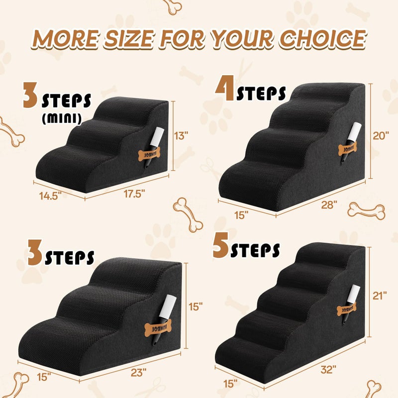 Romrol Dog Stairs Ramp for Beds Couches, Extra Wide Pet Steps with Durable Non-Slip Waterproof Fabric Cover, Dog Slope Stairs for Small Dogs and Cats or Pets Friendly, 3-Tiers, 13 Inch,Beige - Image 2