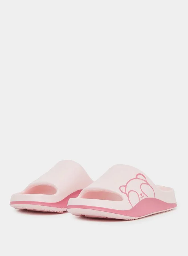 تايك تو Take Two Color Block Bear Print Bathroom Slippers