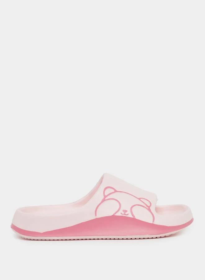 تايك تو Take Two Color Block Bear Print Bathroom Slippers