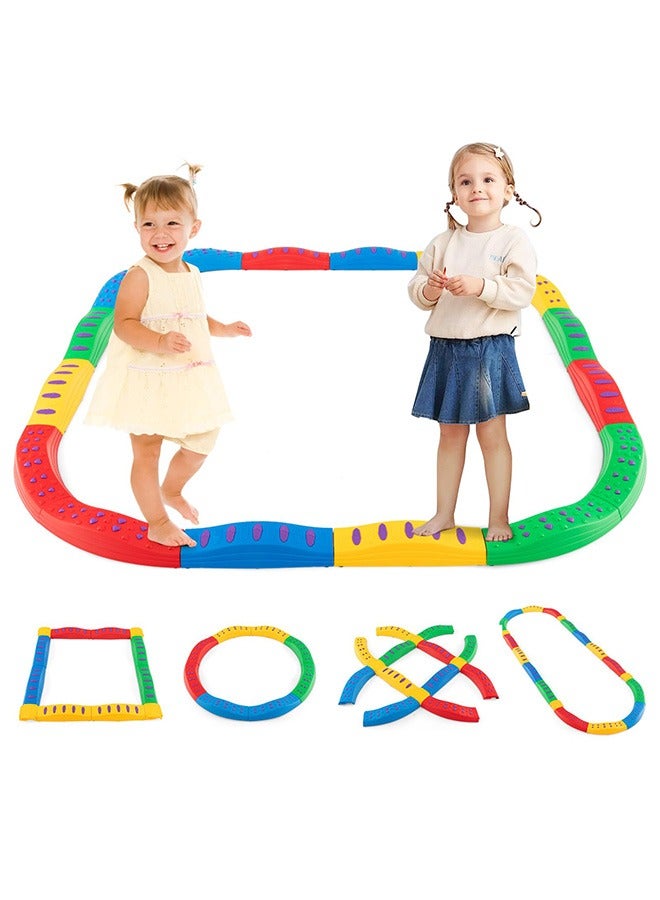 XiuWoo Kids Balance Beam Stepping Stones Set, 20 PCS Montessori Obstacle Course for Toddler Indoor Outdoor, Non Slip Rubber Base, Build Coordination Gross Motor Skills - Image 1