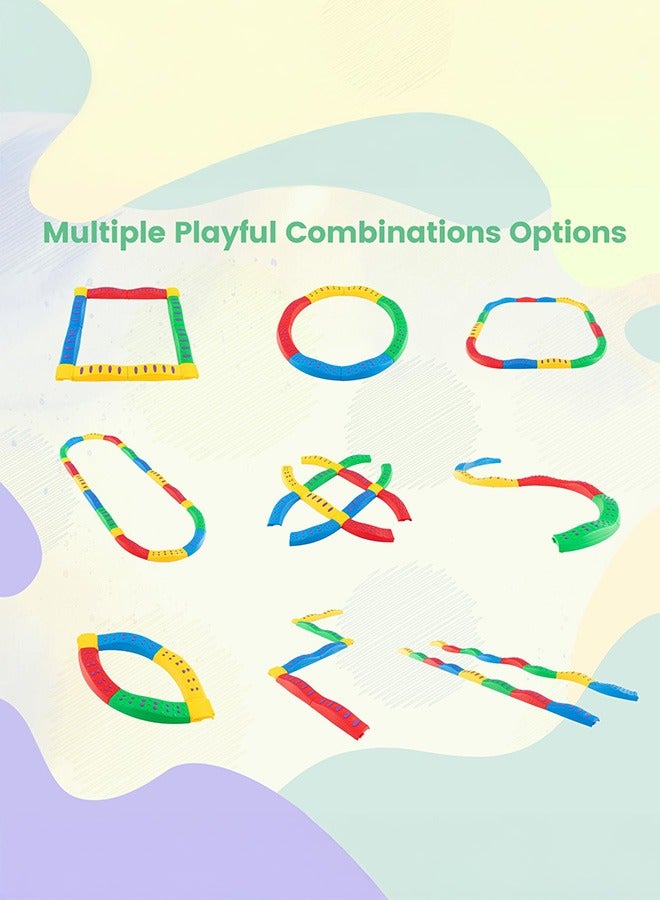 XiuWoo Kids Balance Beam Stepping Stones Set, 20 PCS Montessori Obstacle Course for Toddler Indoor Outdoor, Non Slip Rubber Base, Build Coordination Gross Motor Skills - Image 3