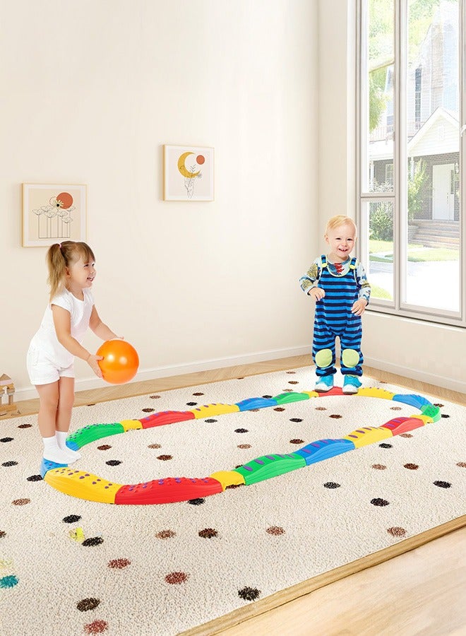 XiuWoo Kids Balance Beam Stepping Stones Set, 20 PCS Montessori Obstacle Course for Toddler Indoor Outdoor, Non Slip Rubber Base, Build Coordination Gross Motor Skills - Image 2