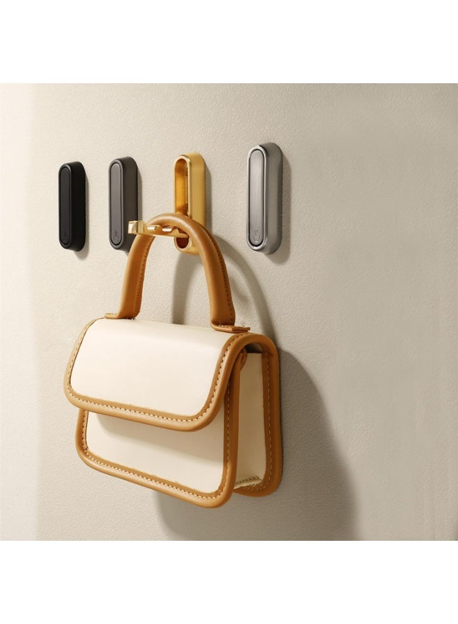 Relex 4Pcs Foldable Invisible Hook Zinc Alloy Bathroom Wall Hook Retractable for Closet Scarf Hat Robe Key Purse Bag Folding Hooks Minimalist Style (Black) - Image 4