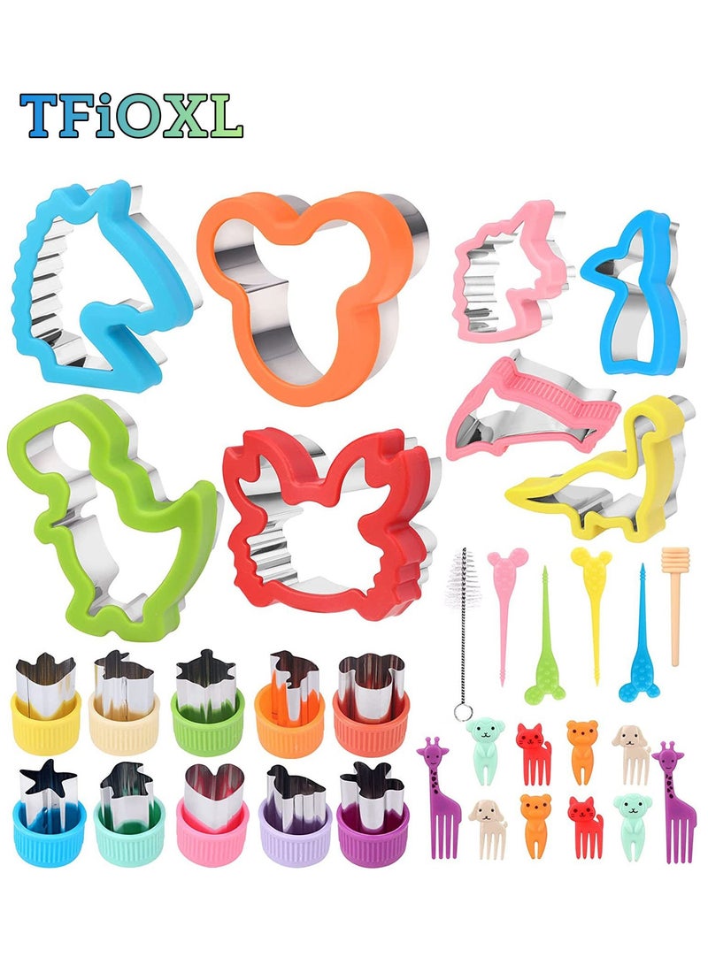 TFiOXL Sandwich Cookie Mold Set 34 pcs Dinosaur Dolphin Mermaid Tail Mouse Head Embossing Fruit Printer Bread Cutter Baking Supplies for Party Favors Home Use and Back to School - Image 1