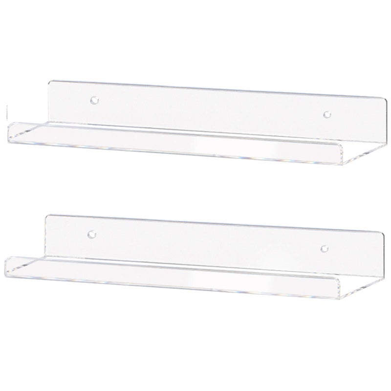 Weiai Weiai Clear Acrylic Shelf 15 Invisible Floating Wall Ledge Bookshelf Kids Book Display Shelves Wall Mounted 15 Inch 2Pack