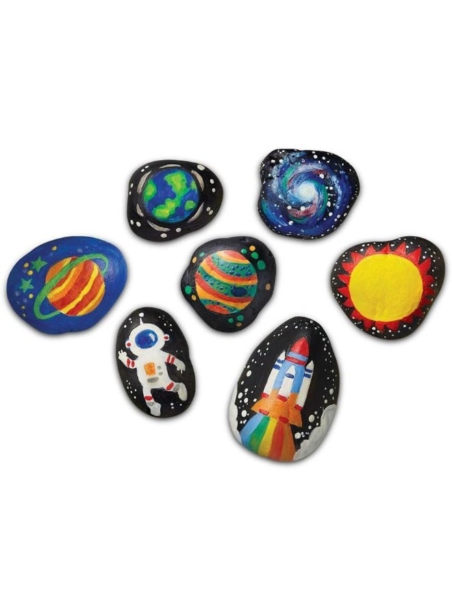 4M KidzMaker Glow in the Dark Space Rock Painting Kit – Decorate 8 Space Rocks, Glow Stars & Alien Figure for Outdoor Glow Art | STEM Craft Set for Kids Ages 5+ | 00‑04786 - Image 2