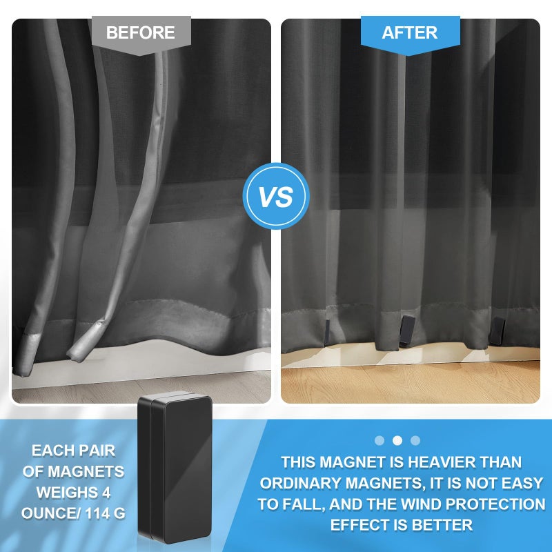 Copkim 16 Pieces Outdoor Curtain Weights Heavy Outdoor Waterproof Curtain Magnets Flag Weight Magnetic Weight for Home Decor Shower Outside Curtains Tablecloth Flag Tablecloth to Stop Wind (Black) - Image 4