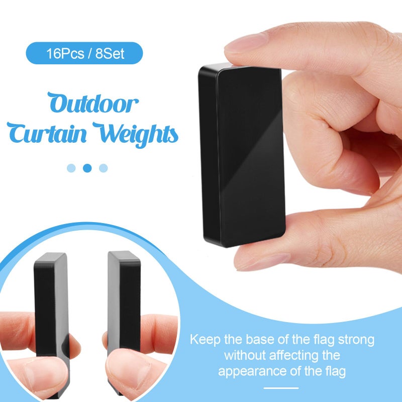 Copkim 16 Pieces Outdoor Curtain Weights Heavy Outdoor Waterproof Curtain Magnets Flag Weight Magnetic Weight for Home Decor Shower Outside Curtains Tablecloth Flag Tablecloth to Stop Wind (Black) - Image 2