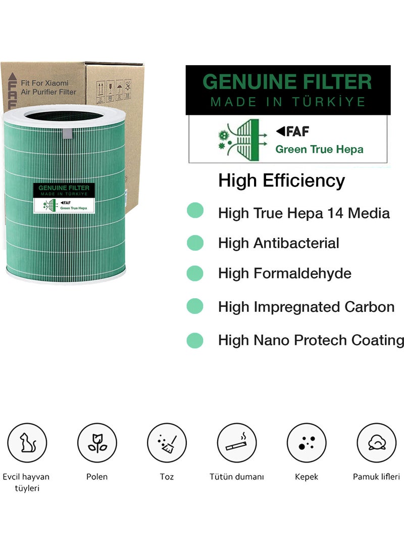 FAF Filtre - FAF Filter Green Model 2S True HEPA14 Filter Xiaomi Mi Air Purifier 2S Model: Ac-M4-Aa Compatible Special Series High Efficiency Green Filter Size: Ø20XH29 cm - Image 1