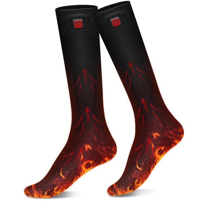 YOHELK Heated Socks,7.4V 3200mAh Rechargeable Electric Socks for Men Women with 3 Heating Levels, Thermal Socks with Button Control for Ski Hunting Cycling Camping Hiking(Black) - Image 1