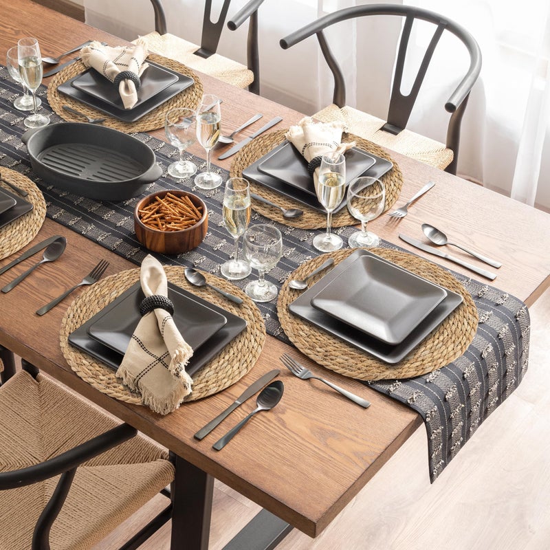 Kochorie Set of 12 Round Woven Placemats - 13.8 Inches Natural Boho Rattan Wicker Table Mats for Home Dining Table - Image 5