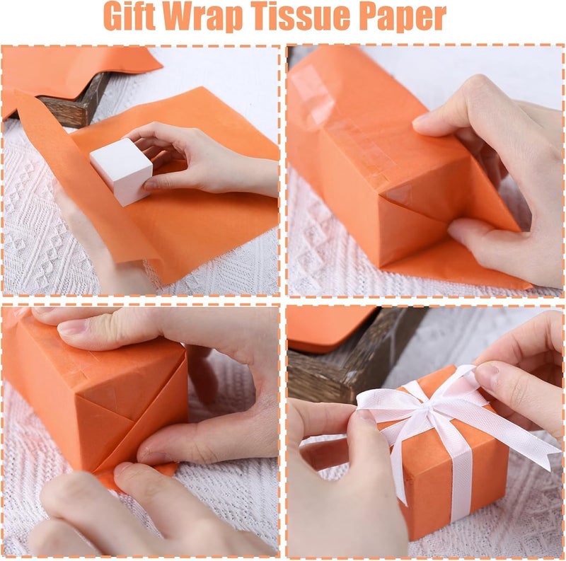 Koogel 330 Sheets Orange Tissue Paper Bulk, 14 x 10 Inch Gift Wrapping Tissue Paper for Halloween Wedding Birthday DIY Crafts Art Project - Image 4