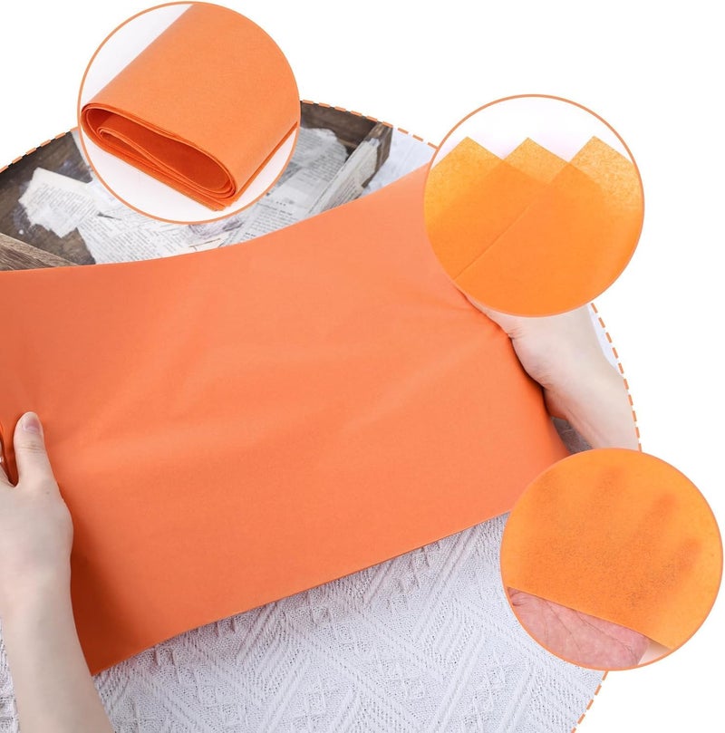 Koogel 330 Sheets Orange Tissue Paper Bulk, 14 x 10 Inch Gift Wrapping Tissue Paper for Halloween Wedding Birthday DIY Crafts Art Project - Image 3