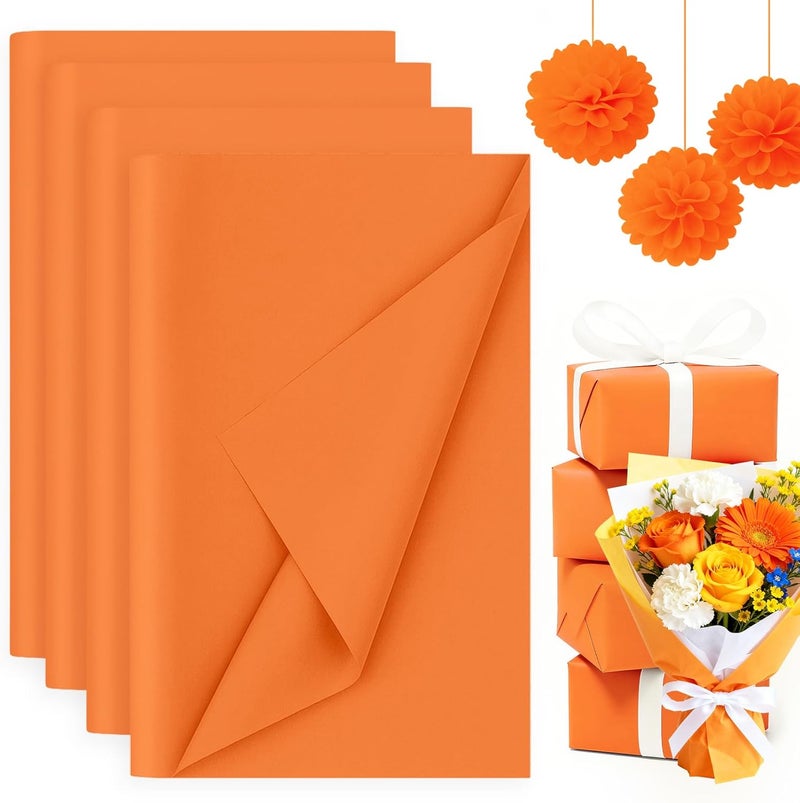 Koogel 330 Sheets Orange Tissue Paper Bulk, 14 x 10 Inch Gift Wrapping Tissue Paper for Halloween Wedding Birthday DIY Crafts Art Project - Image 1