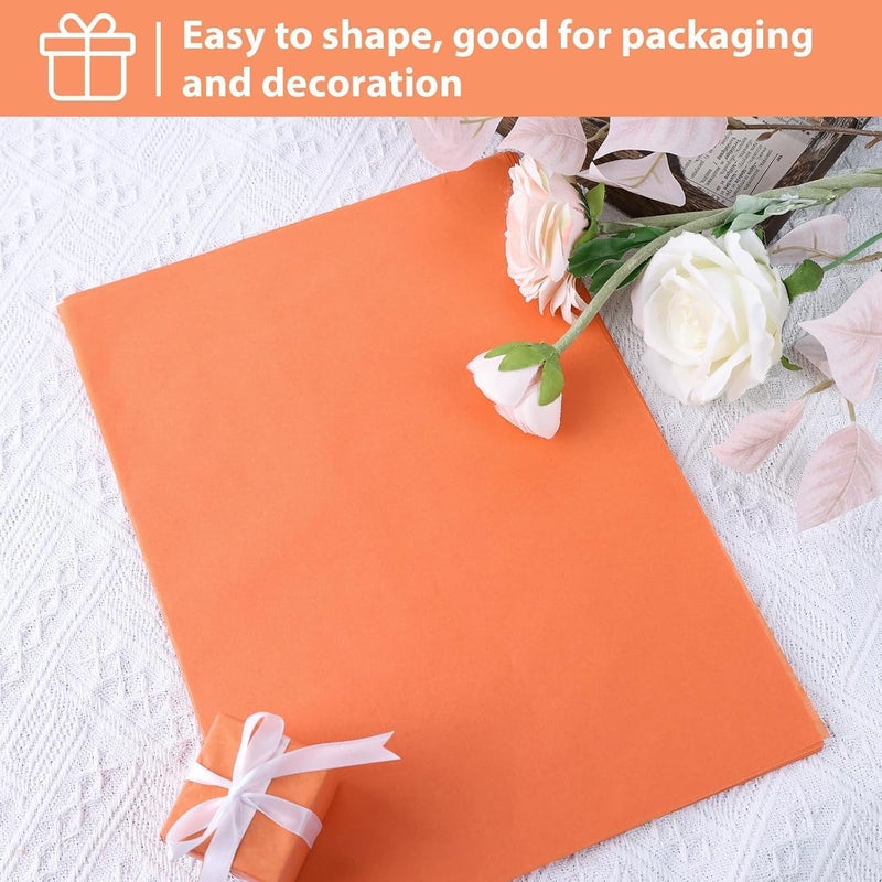 Koogel 330 Sheets Orange Tissue Paper Bulk, 14 x 10 Inch Gift Wrapping Tissue Paper for Halloween Wedding Birthday DIY Crafts Art Project - Image 5