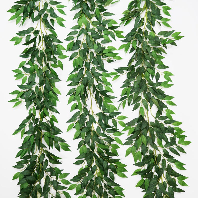 VOELIGT 3 Strands Artificial Italian Ruscus Vines 78 Silk Italian Ruscus Greenery Garland with Green Leaves Faux Greenery Vines Stems for Table Centerpieces Wedding Arch Flowers Home Decor - Image 2