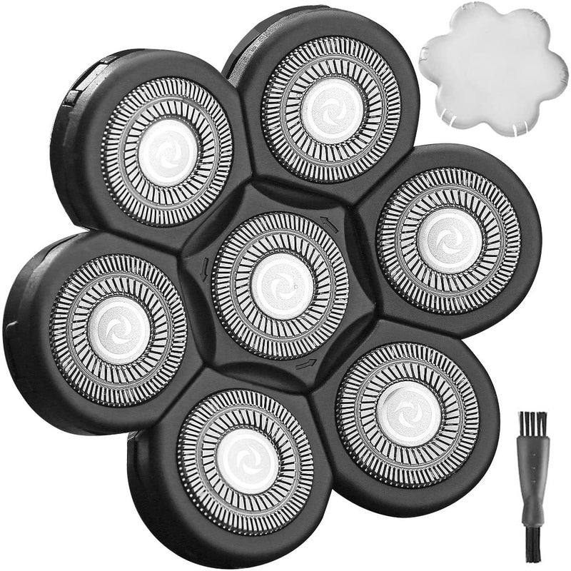 WAHFOX 7D Universal 7 Heads for HeadShaverand other Brand Head Shaver Replacement Blades 7 Heads Beard Cutter Replacement Blade Easy Install Electric Razor Shaver