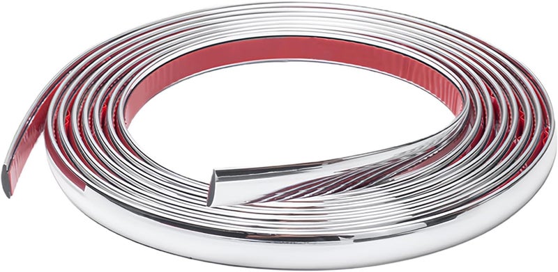 Novstuf Chrome Trim, 6mm × 3m Silver Flexible Molding Trim Self Adhesive Automotive Chrome Tape Car Trim Tape Peel and Stick Metallic Mirror Frame Edging Decorative Strip for Wall Door Furniture Car - Image 1