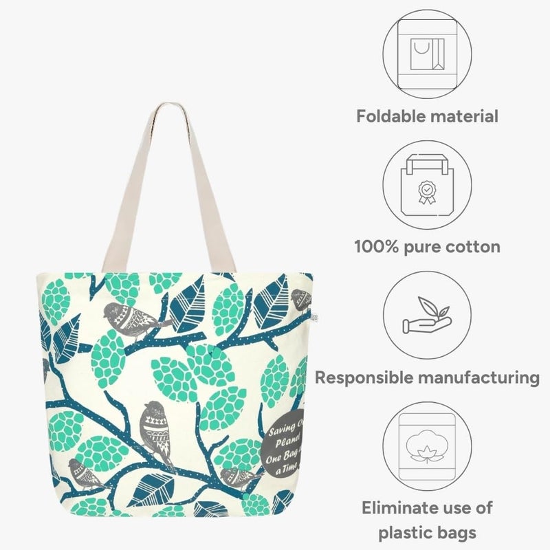 EcoRight Large Canvas Tote Bag for Women, Tote Handbags for Women with Zipper & Inner Pocket for College, Shopping, Office - Image 3