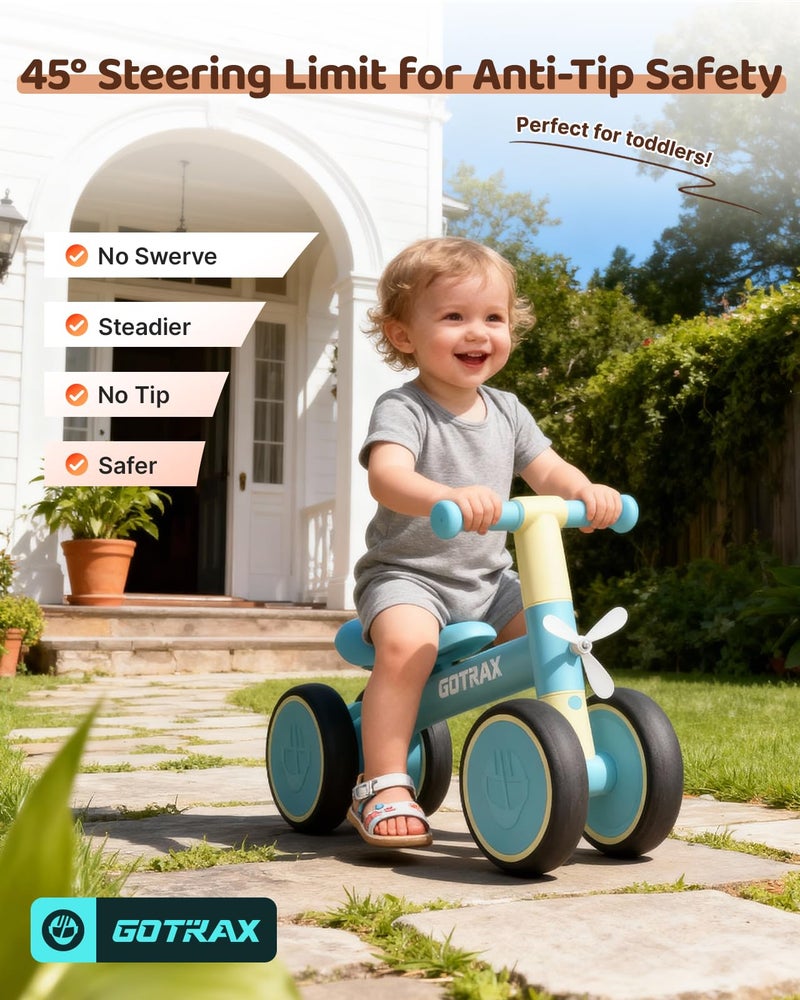Gotrax Baby Balance Bike 1-2 Years, 7" Front & Rear Silent Wheels, Sturdy Steel Frame 66 lbs Load, Quick 2-Min Assembly, CPC Certified, Comfortable Soft Seat, Toddler Birthday Gift for Boys&Girls Blue - Image 4