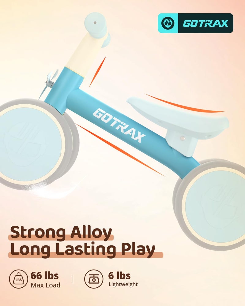 Gotrax Baby Balance Bike 1-2 Years, 7" Front & Rear Silent Wheels, Sturdy Steel Frame 66 lbs Load, Quick 2-Min Assembly, CPC Certified, Comfortable Soft Seat, Toddler Birthday Gift for Boys&Girls Blue - Image 2