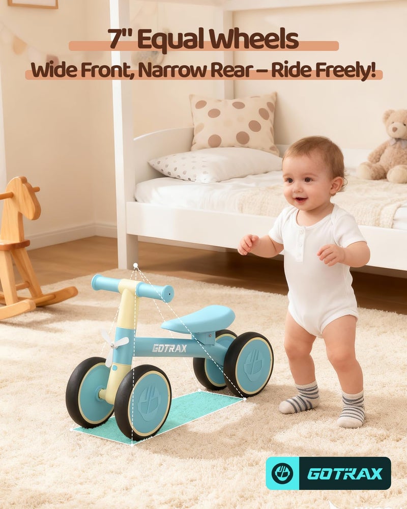 Gotrax Baby Balance Bike 1-2 Years, 7" Front & Rear Silent Wheels, Sturdy Steel Frame 66 lbs Load, Quick 2-Min Assembly, CPC Certified, Comfortable Soft Seat, Toddler Birthday Gift for Boys&Girls Blue - Image 3