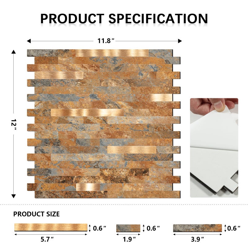 Midcard 10 Sheet Peel and Stick Backsplash PVC Wall Tile,for Kitchen Backsplashâ€¦ - Image 3