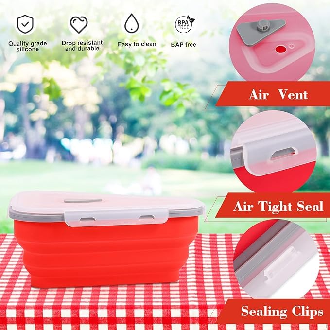 MAPPLE CREATION Slice Of Pizza Box, Pizza Container Expandable Silicone, Pizza Storage Container Collapsible with 5 Serving Trays, BPA Free Pizza Slice Storage Container - Image 5