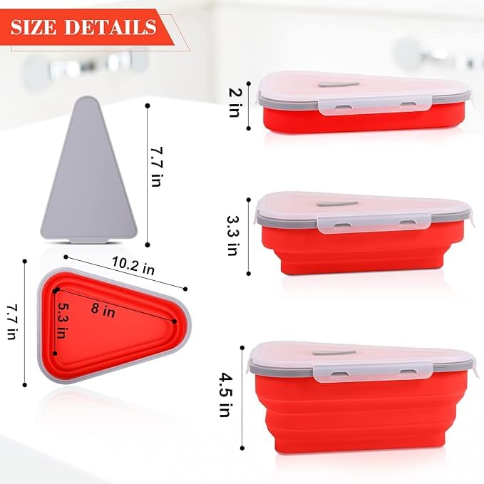 MAPPLE CREATION Slice Of Pizza Box, Pizza Container Expandable Silicone, Pizza Storage Container Collapsible with 5 Serving Trays, BPA Free Pizza Slice Storage Container - Image 2