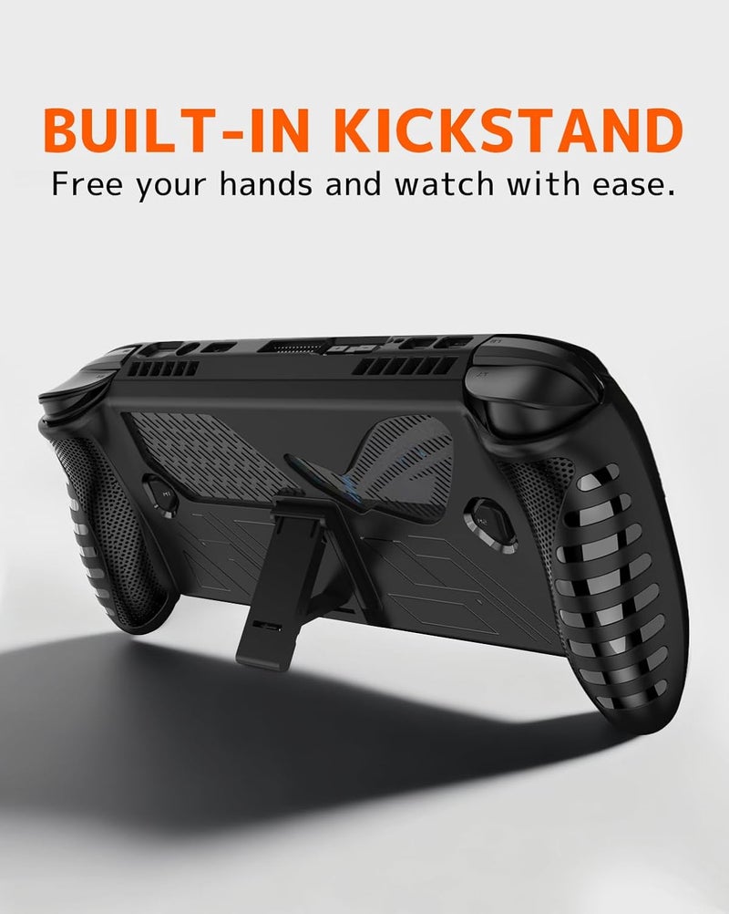 NINKI Silicone Skin for ASUS ROG Xbox Ally X Case with Stand,Shockproof Anti-Scratch Non-Slip Grip Wrap Protective TPU Silicone Protector Cover for ASUS ROG Xbox Ally X 2025 Case with Kickstand Black - Image 3