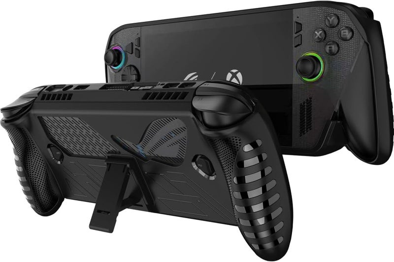 NINKI Silicone Skin for ASUS ROG Xbox Ally X Case with Stand,Shockproof Anti-Scratch Non-Slip Grip Wrap Protective TPU Silicone Protector Cover for ASUS ROG Xbox Ally X 2025 Case with Kickstand Black - Image 1
