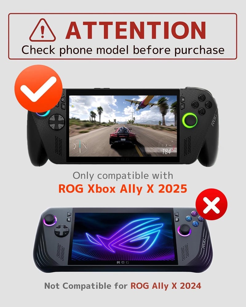 NINKI Silicone Skin for ASUS ROG Xbox Ally X Case with Stand,Shockproof Anti-Scratch Non-Slip Grip Wrap Protective TPU Silicone Protector Cover for ASUS ROG Xbox Ally X 2025 Case with Kickstand Black - Image 2